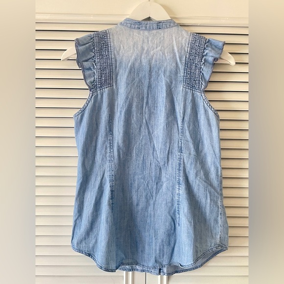 jessica simpson womens denim slutter sleeve pearl button-down shirt sz m (B4) - Picture 4 of 6